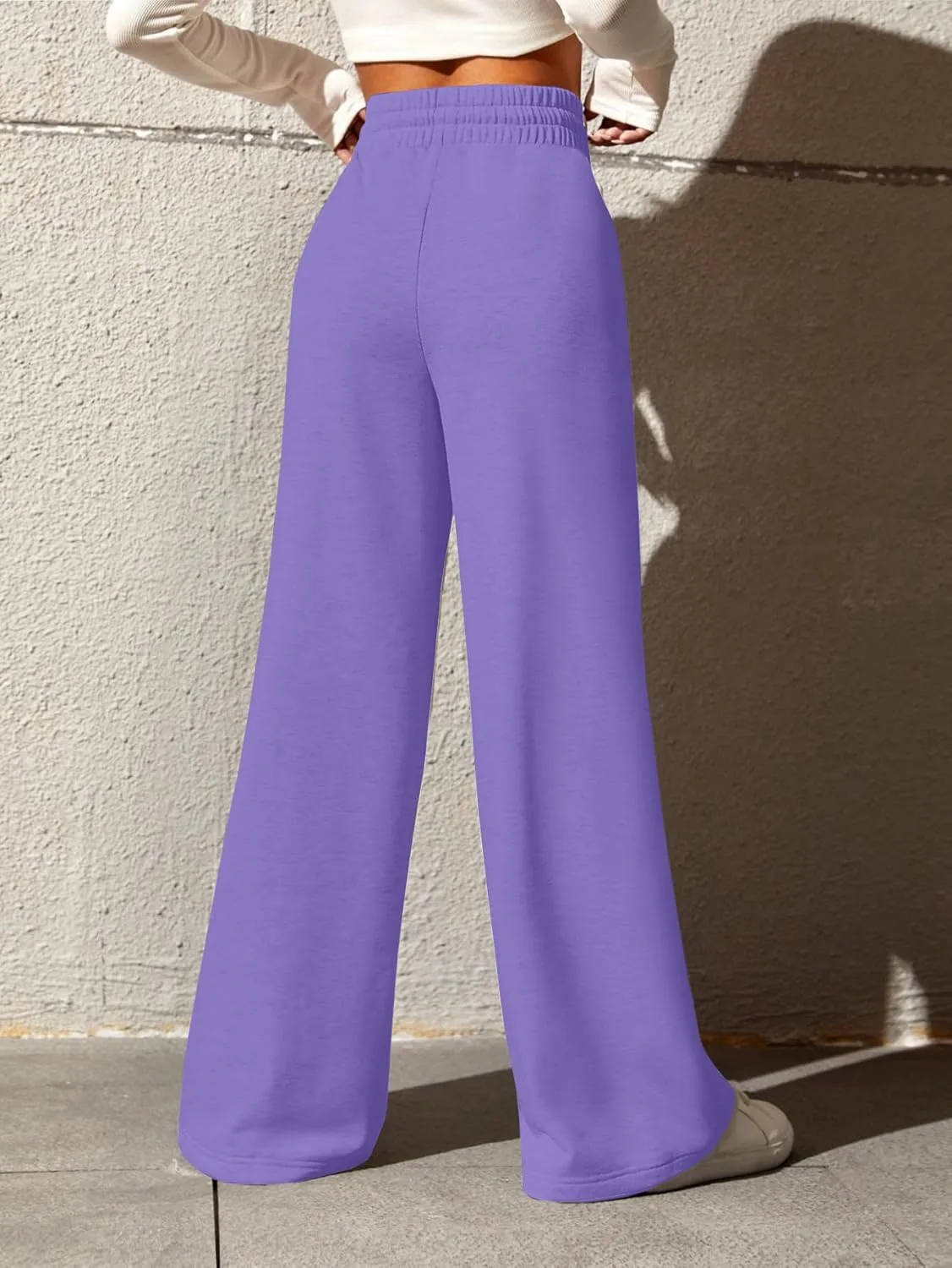 Yousify Wide Leg Sweatpants for Women Casual Elastic High Waisted Drawstring Long Pants with Pockets
