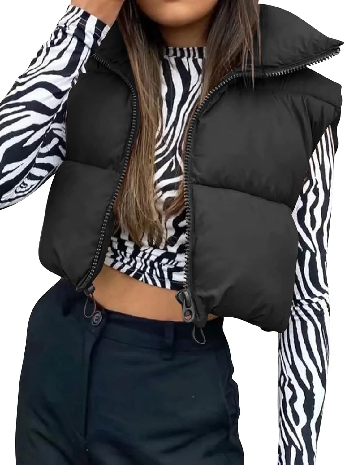 Ytfsrukp Oversized Long Down Vest for Women Outdoor Coats with Hood Long Puffer Vest Winter Coats Sleeveless Warm Jacket