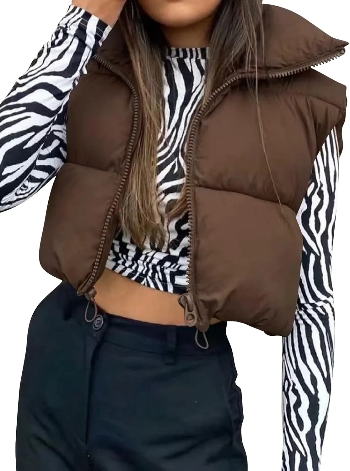 Ytfsrukp Oversized Long Down Vest for Women Outdoor Coats with Hood Long Puffer Vest Winter Coats Sleeveless Warm Jacket