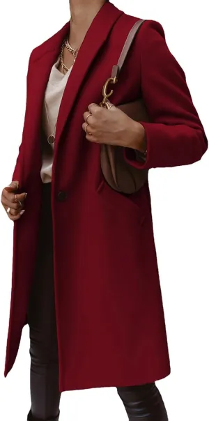 ZOCANIA Women Wool Trench Coats Suit Collor Single Breasted Long Blazers Suit Jackets Long Sleeve Midi Peacoat Overcoat