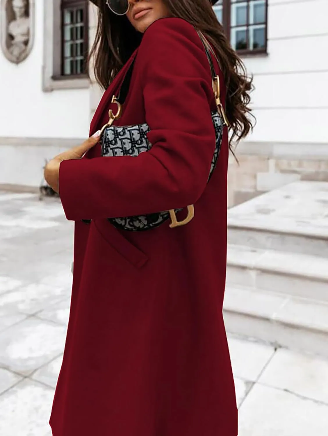 ZOCANIA Women Wool Trench Coats Suit Collor Single Breasted Long Blazers Suit Jackets Long Sleeve Midi Peacoat Overcoat