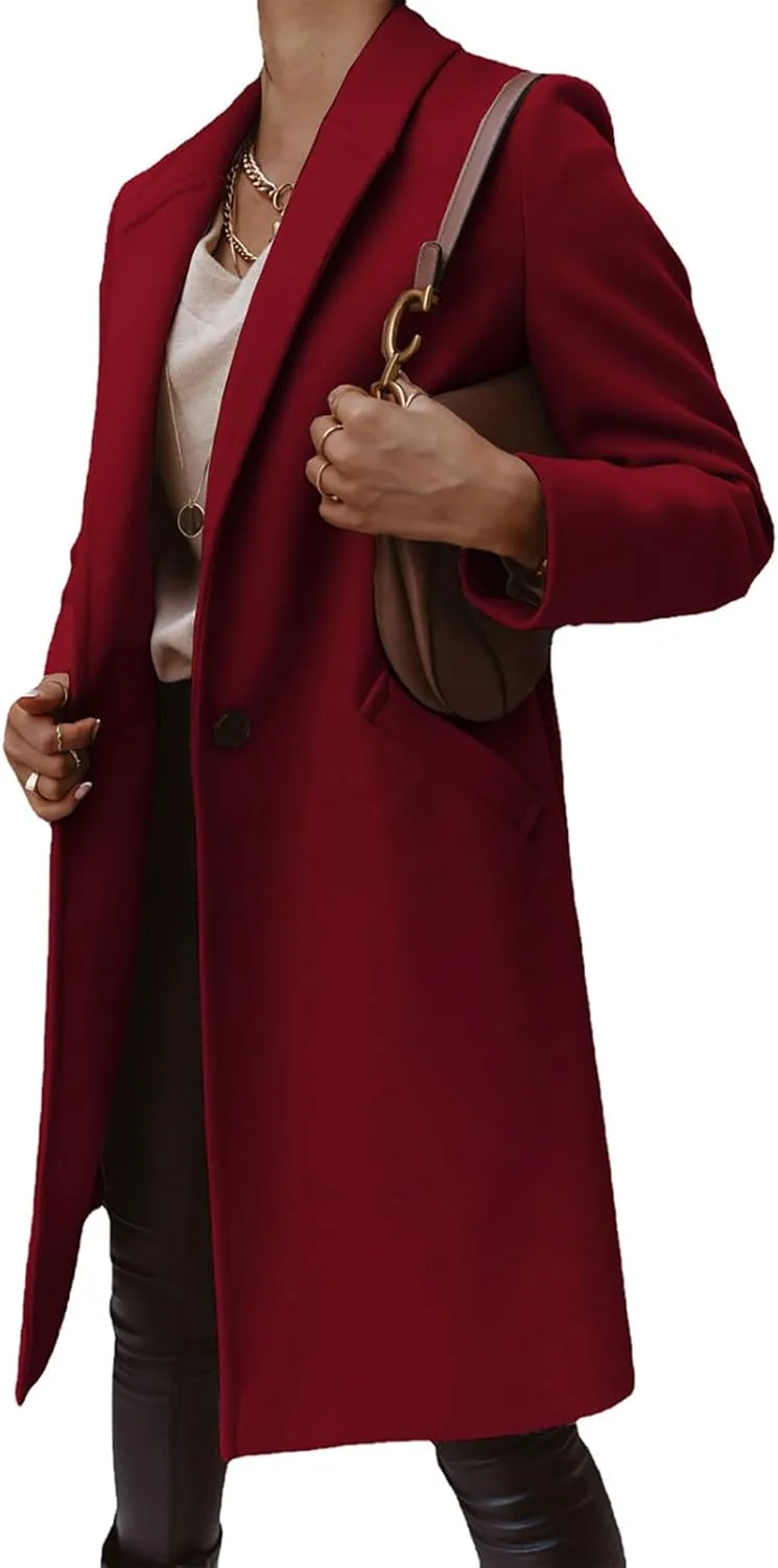 ZOCANIA Women Wool Trench Coats Suit Collor Single Breasted Long Blazers Suit Jackets Long Sleeve Midi Peacoat Overcoat